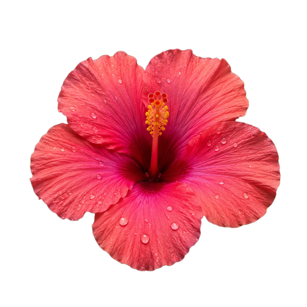 Hibiscus flower isolated on a transparent background by the AI background remover, ready to drop into a design