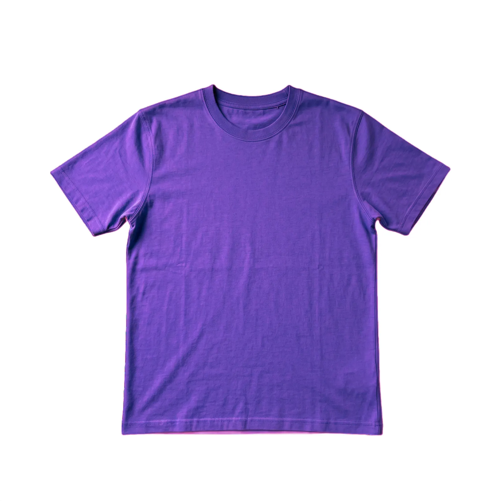 Purple colour variant of the t-shirt on a white gallery background
