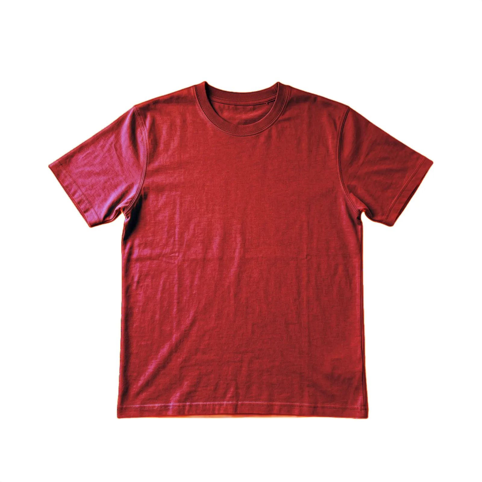 Red colour variant of the t-shirt on a white gallery background