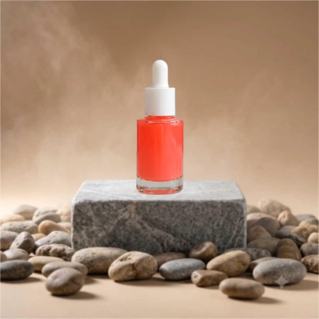 A product cutout composited onto a stone scene with the image backdrop