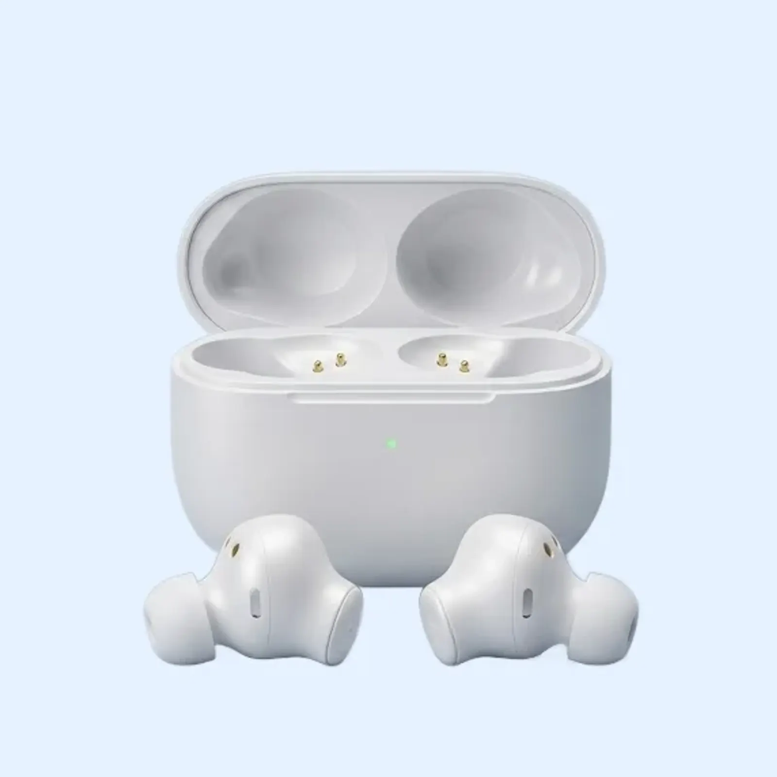 The same earbuds as a compliant cover photo on a near-white background