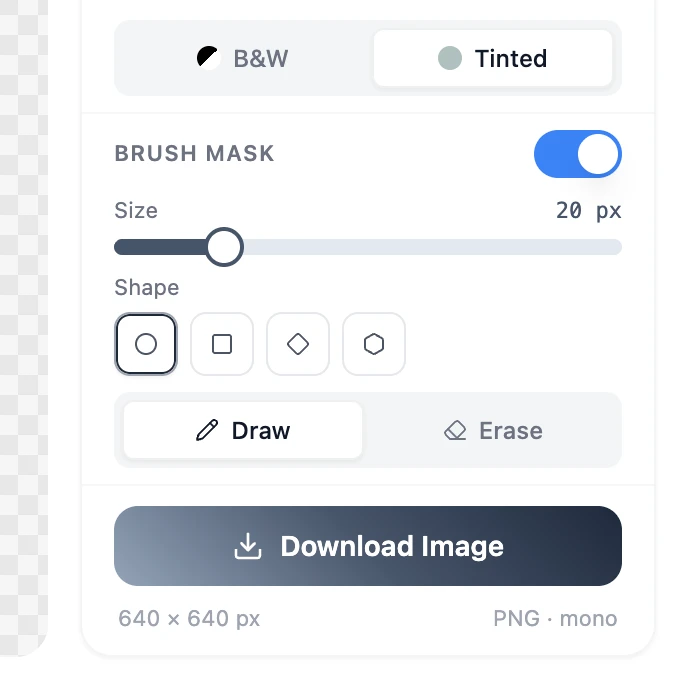 Converted monochrome photo with the download button on the tool