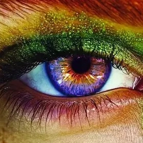 Same iris recolored to a vivid violet while skin and lashes stay the same