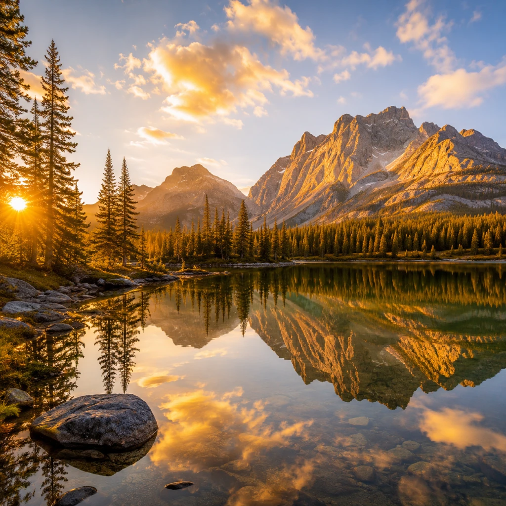 Landscape photo with level horizon after straightening online free